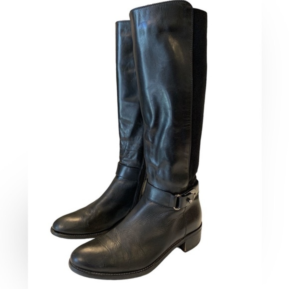 Aquatalia sz 6 Black Olita Weatherproof Leather Riding Boots